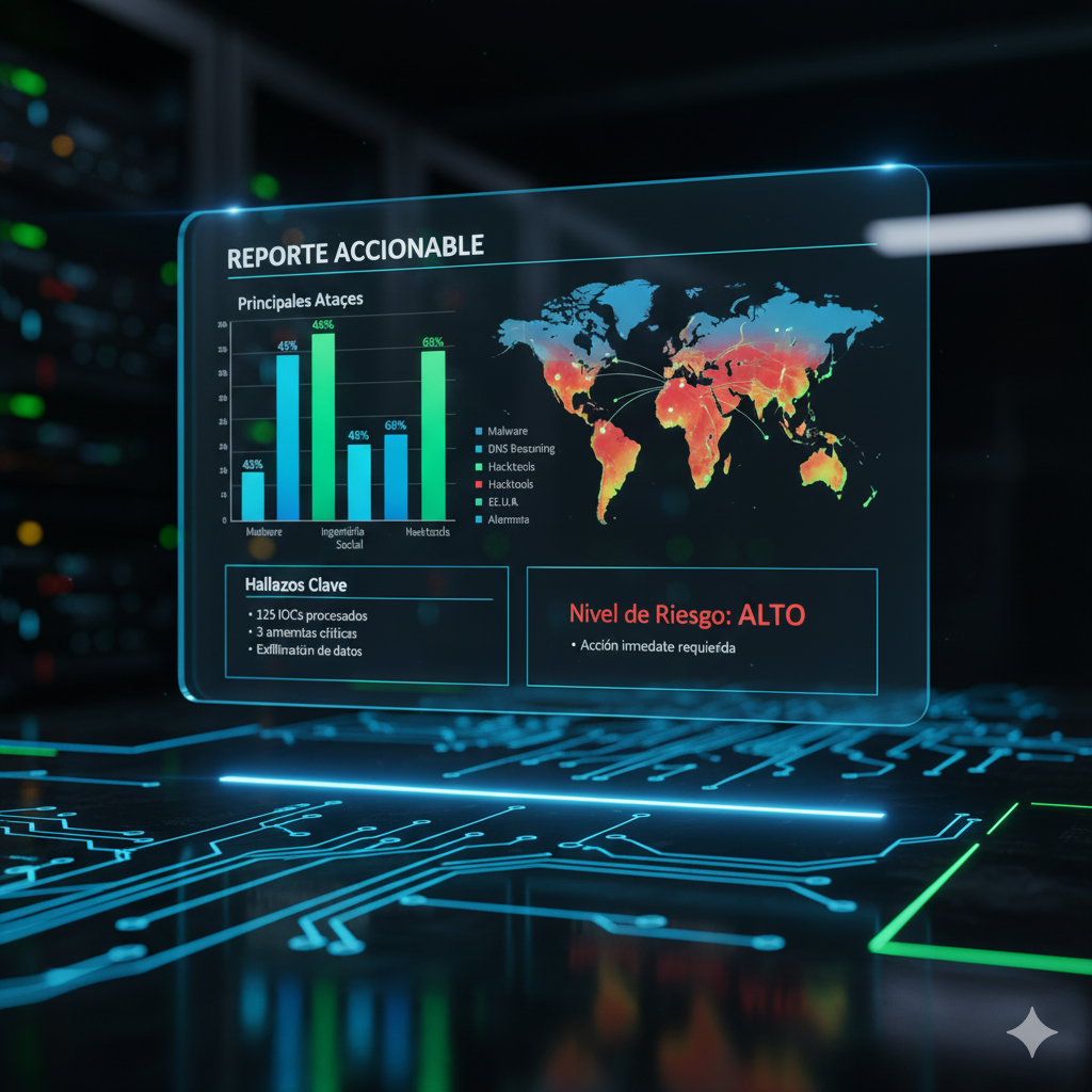 Demostración de un reporte accionable en GAMA CyberTool